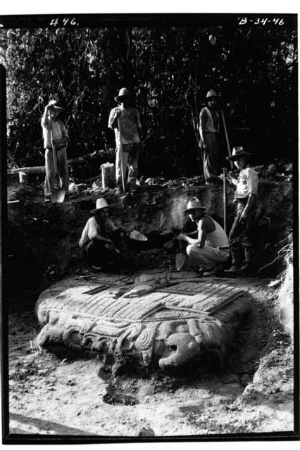 Uncovering altar of Zoomorph P. View from Southeast