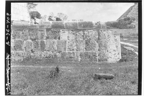 Ballcourt sculpture, S. panel at E., right