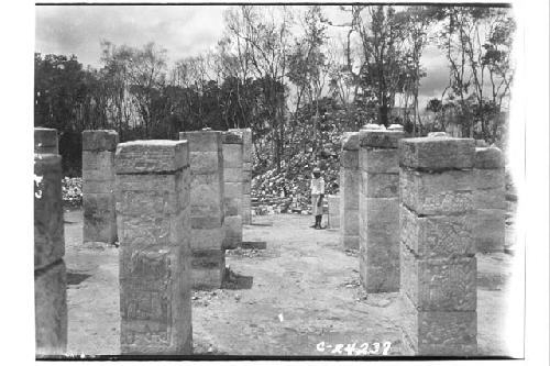 NE colonnade - looking S. through the colonnade from the altar