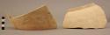 21 potsherds of urn - chalky white ware; tiny cross hatching