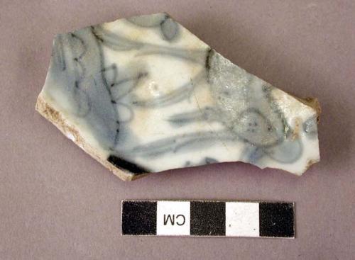 Potsherd of blue and white porcelain