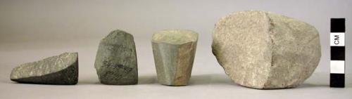 4 broken pieces of stone celts