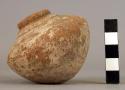 Miniature pottery jar with constricted neck - weathered and unknown ware