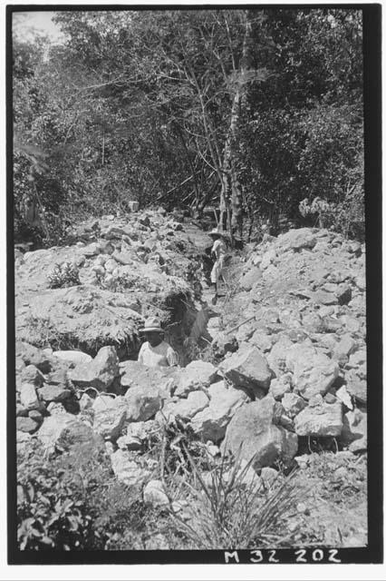 Monjas - Excavation of East bench from north - view from north