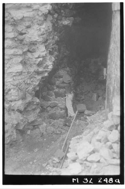 Cave repair under the main stairs at Monjas