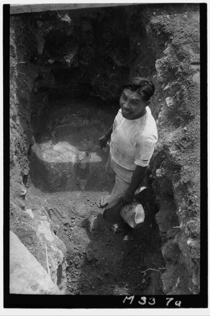 Monjas - Ball court marker beneath North temple platform