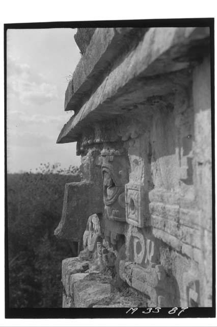 Mask 18 at Monjas, photograph taken from scaffolding.