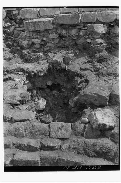 Excavation at base of Main Stairs at Monjas