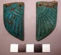 Glass ornament, perforated, incised wings originally attached to scarab