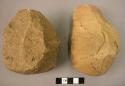 2 pebble-butted quartzite hand axes, somewhat rolled
