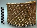 Round basket, open hexagonal weave, greenish fibre, diameter 8.75", height 6.25"