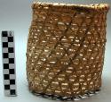 Round basket, open hexagonal weave, greenish fibre, diameter 6", height 7" (mbom