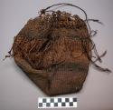 String bag, closely woven from dark brown fibre, mcuti