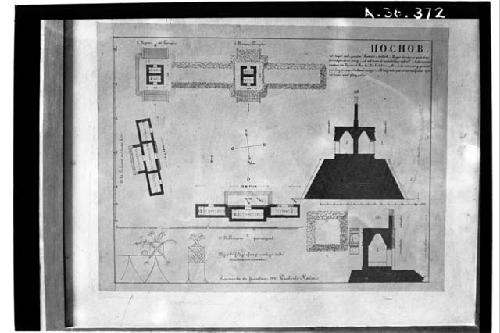 Drawing of plans, sections and graffiti