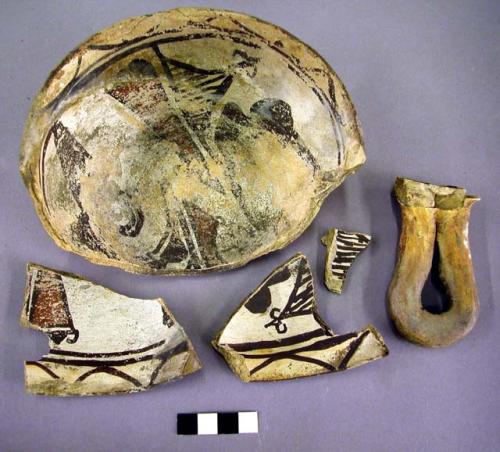 Early modern Hopi polychrome pottery restorable bowl