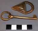 Cast brass or bronze padlock and key