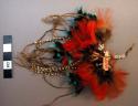 Feather, bead and seed lip ornament
