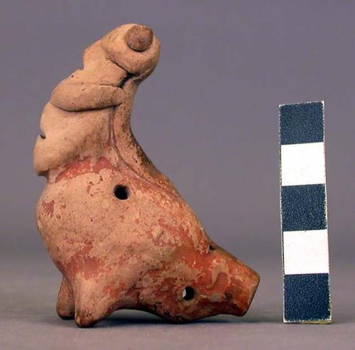 Pottery whistle in shape of half bird, half human being