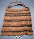Bag, woven vegetable fiber, brown striped design, woven & rope strap