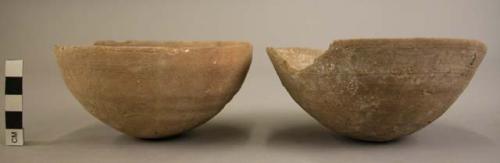 Pottery bowls, miniature unpolished brown