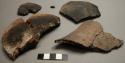 5 potsherd (1 base, 1 rim sherd) - stabbed decoration around throat