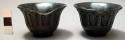 2 broken miniature black pottery cups with incised lotus (?) pattern