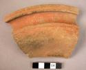 Potsherd of shallow bowl - incised decorated red ware