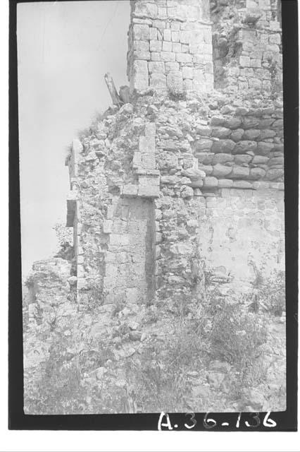 Facade profile and wall section, north end of Temple