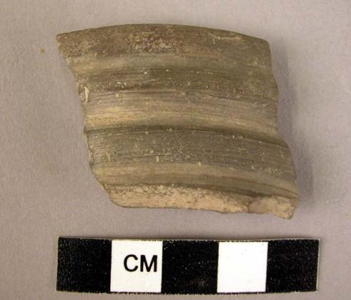 Potsherd - gray ware, ribbed