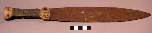 Iron knife with leather wrapped whalebone handle