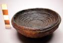 Ceramic bowl, incised circle and cross design, interior