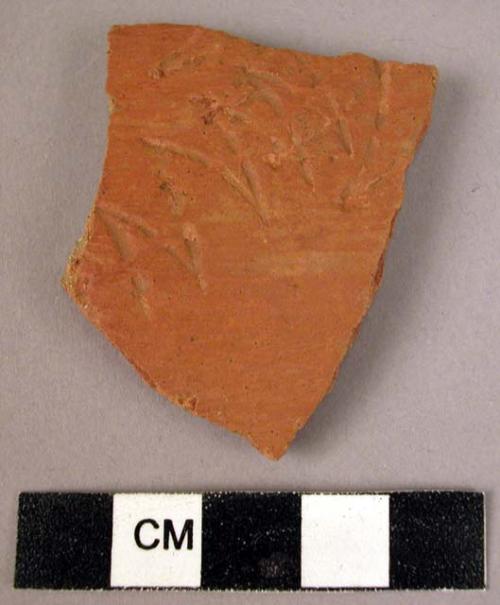 Potsherd - incised decorated smooth thin red ware