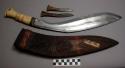 Plain ivory handled dagger (?) in wooden sheath - sheath also has 2 +