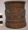 Copper and gilt mug with elaborate design