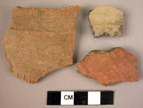 13 plain potsherds