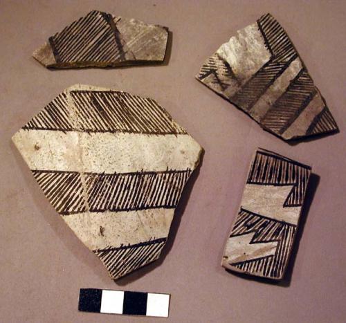 Potsherds; chaco canyon black on white, hachured black