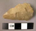 Thick flint percussion worked bifacialy triangular point with bevelled and corne