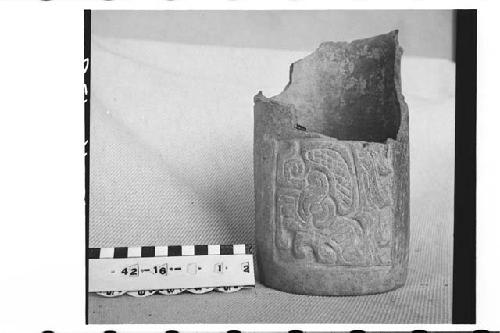 Pottery Vase with Carved Decoration in Panels