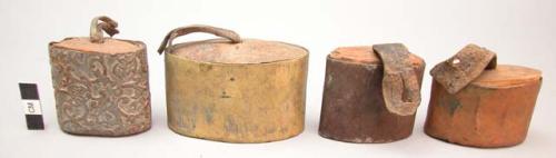 Snuff or tobacco boxes, wood and metal