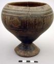Gourd pedestal cup with linear designs
