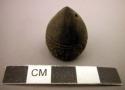 Lignite ornaments - hollow, cone-shaped, with carved bird and animal +