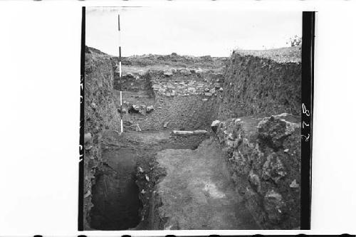 W. interior walls and terraces of Plaza at SW corner of Mound 1