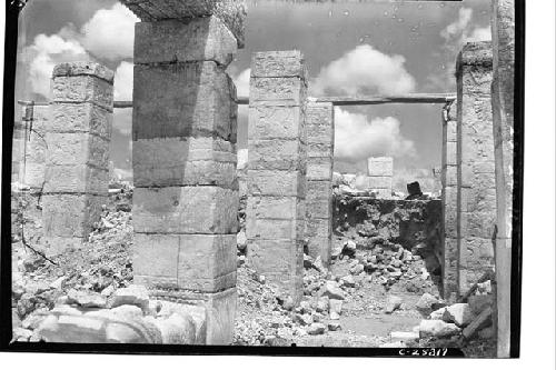 Looking through portal at the Temple of Warriors