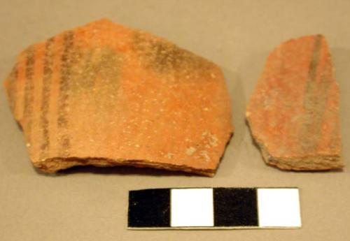 Black-on-red potsherds