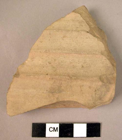 Potsherd - light colored, incised, ribbed