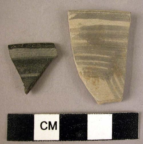 2 rim potsherds - gray painted (A2d)