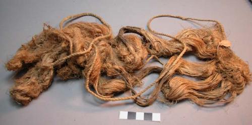 Organic, fiber bundle,attached to twisted fiber cordage