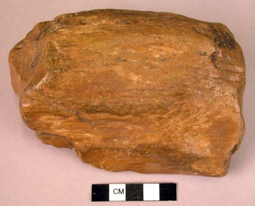 Double-ended hand adze of fossil wood