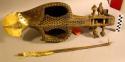 Musical instrument and bow (hide over wood and decorated with +