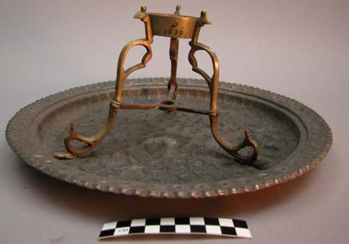 Brass stand and metal dish